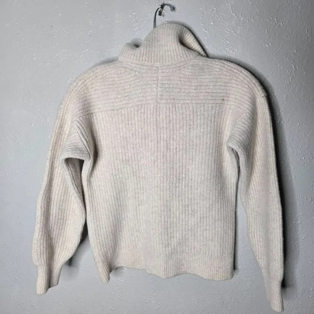 Everlane womens half zip pullover sweater luxe merino wool sz xs ivory - Picture 4 of 5